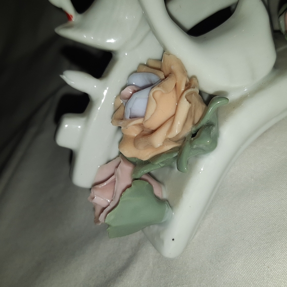 Swans on Bridge and Fence with Flowers Pastel Colors - Picture 11 of 13